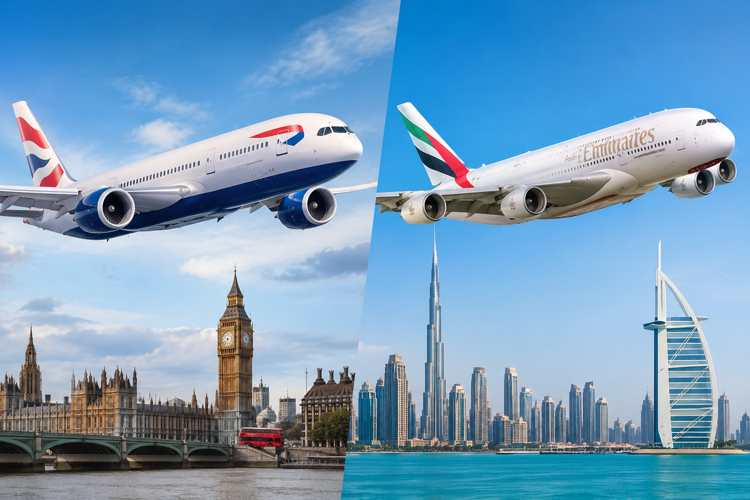 British Airways vs Emirates airline comparison for international travel, comfort, service, and baggage policies