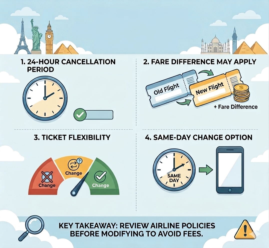 Visual guide to airlines change flight rules and modification options